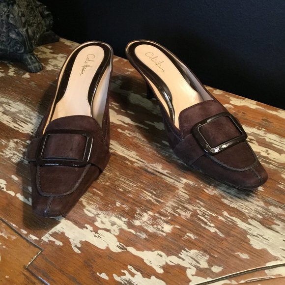 Cole Haan suede buckle stitching kitten heels - Picture 1 of 7
